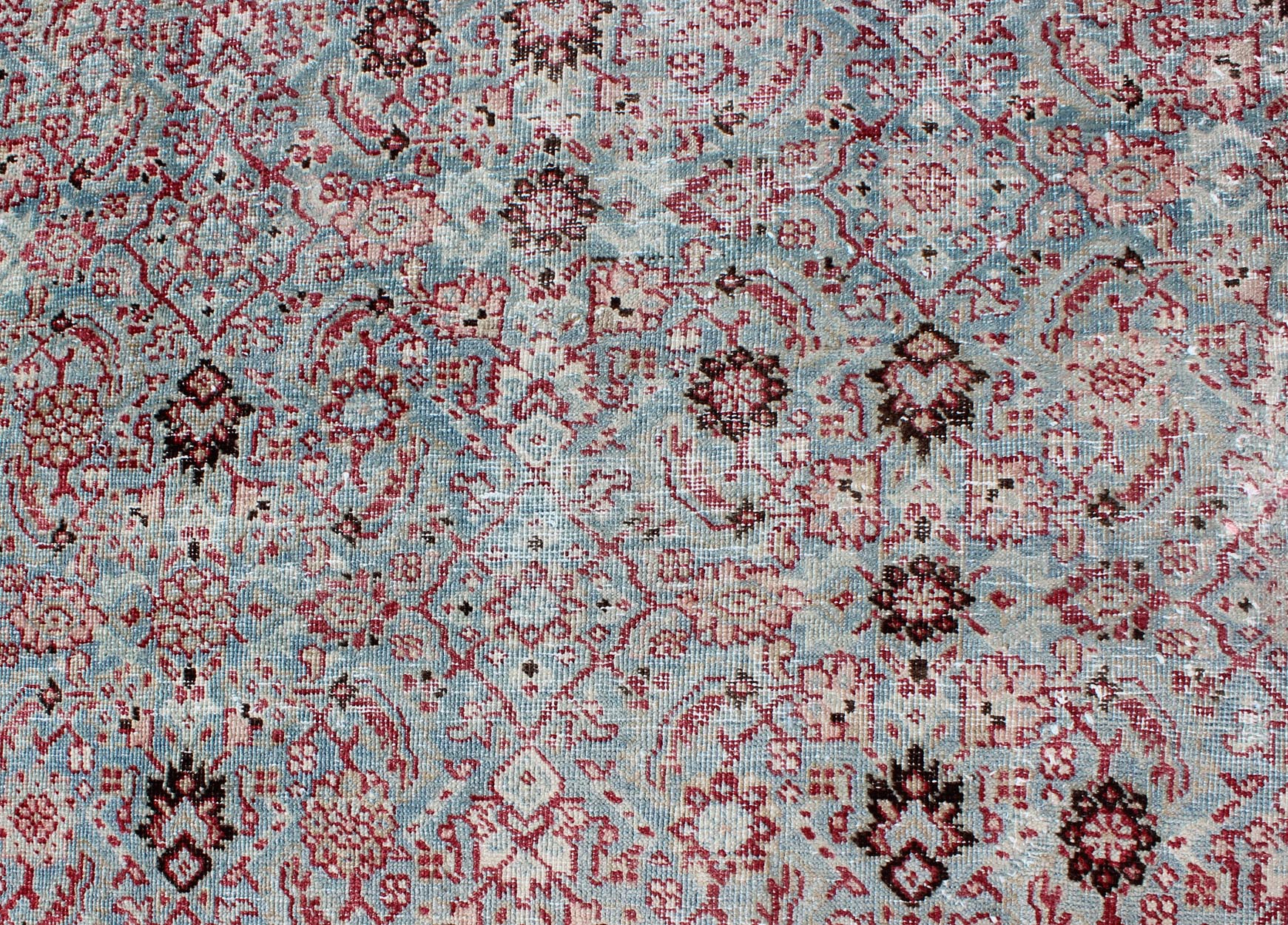 Antique Persian Tabriz Rug With All - Over Geometric Design in Light Blue and Rose Red kwarugs Light blue and red Persian Tabriz rug antique sub floral and geometric design, Keivan Woven Arts / rug ema - 7538, country of origin / type: Iran / Tabriz... - Keivan Woven ArtsEMA - 7538 - 9544Rug