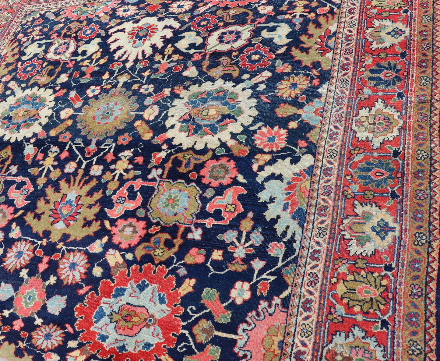 Large - Scale Flowers Design Antique Persian Sultanabad Mahal Rug in Navy Blue kwarugs Colorful Mahal antique Persian rug with floral design in multi - colors. Keivan Woven Arts / rug EMA - 7564, country of origin / type: Iran / Mahal, circa 1920. ... - Keivan Woven ArtsEMA - 7564 - 9824Rug