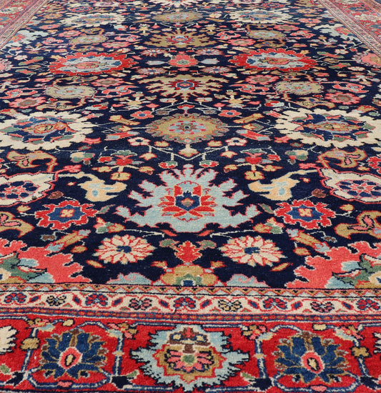 Large - Scale Flowers Design Antique Persian Sultanabad Mahal Rug in Navy Blue kwarugs Colorful Mahal antique Persian rug with floral design in multi - colors. Keivan Woven Arts / rug EMA - 7564, country of origin / type: Iran / Mahal, circa 1920. ... - Keivan Woven ArtsEMA - 7564 - 9824Rug