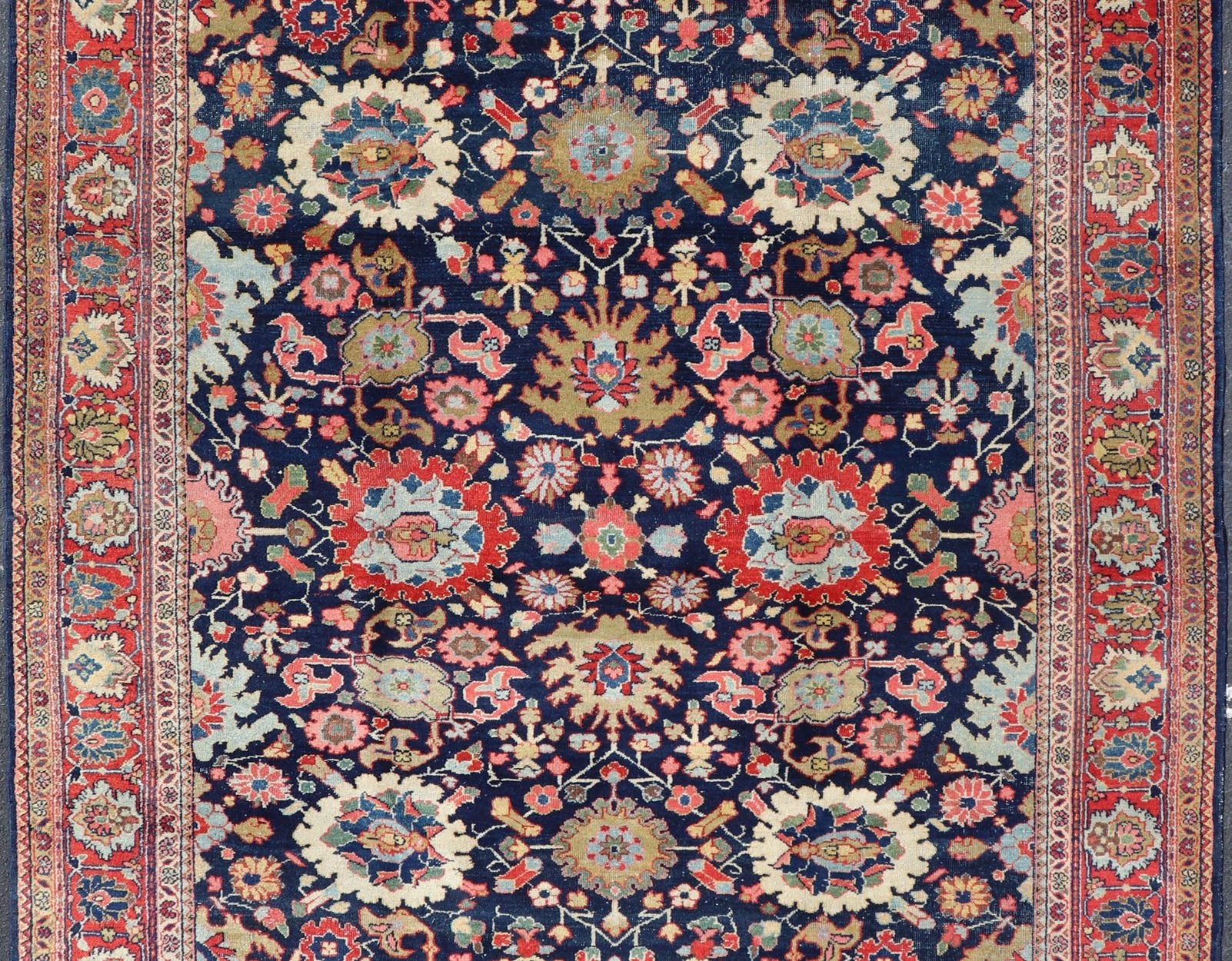 Large - Scale Flowers Design Antique Persian Sultanabad Mahal Rug in Navy Blue kwarugs Colorful Mahal antique Persian rug with floral design in multi - colors. Keivan Woven Arts / rug EMA - 7564, country of origin / type: Iran / Mahal, circa 1920. ... - Keivan Woven ArtsEMA - 7564 - 9824Rug