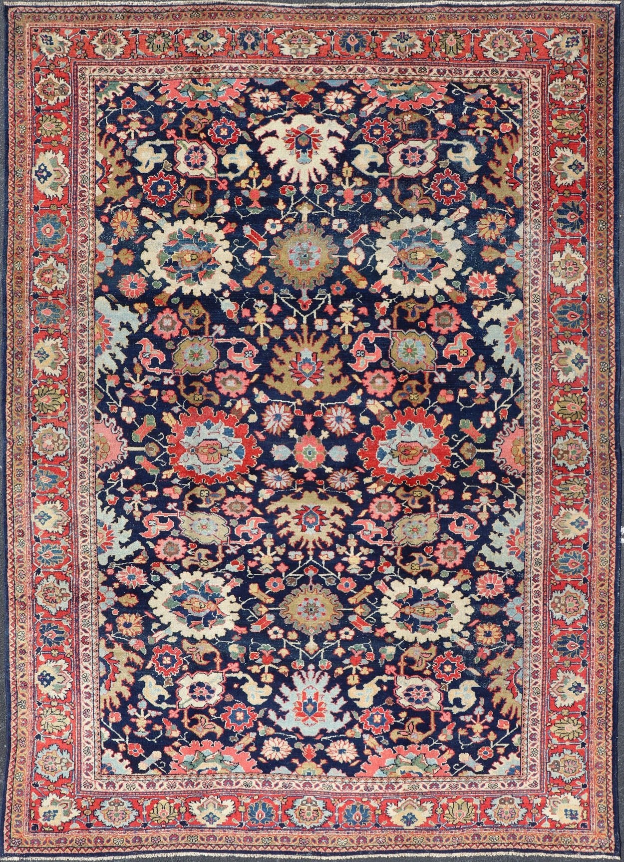 Large - Scale Flowers Design Antique Persian Sultanabad Mahal Rug in Navy Blue kwarugs Colorful Mahal antique Persian rug with floral design in multi - colors. Keivan Woven Arts / rug EMA - 7564, country of origin / type: Iran / Mahal, circa 1920. ... - Keivan Woven ArtsEMA - 7564 - 9824Rug