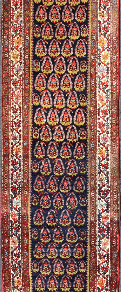 Multicolored antique Persian Malayer runner with sub - geometric tribal design, rug ema - 7572, country of origin / type: Iran / Malayer, circa 1900. This magnificent antique Persian Malayer runner (circa 1900) bears a beautiful, expansive, all - over... - Keivan Woven ArtsEMA - 7572 - 9850Rug