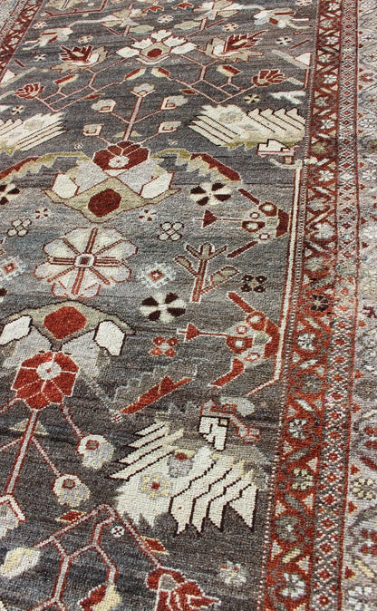 Persian Hamedan runner with ornate all - over design in brown. Keivan Woven Arts / rug ema - 7579, country of origin / type: Iran / Hamedan, circa 1910. This antique Persian Hamedan gallery rug (circa early 20th century) features a unique blend ... - Keivan Woven ArtsEMA - 7579 - 10010Rug