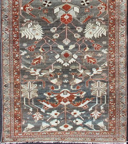 Persian Hamedan runner with ornate all - over design in brown. Keivan Woven Arts / rug ema - 7579, country of origin / type: Iran / Hamedan, circa 1910. This antique Persian Hamedan gallery rug (circa early 20th century) features a unique blend ... - Keivan Woven ArtsEMA - 7579 - 10010Rug