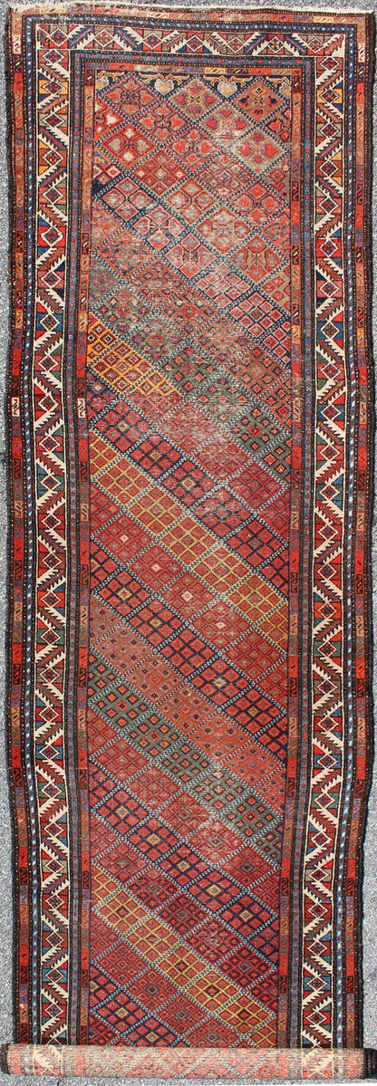 Antique Persian Malayer Runner with Diagonal Diamond Sub - Geometric Design kwarugs Antique Persian Malayer runner with diagonal diamond sub - geometric design, rug emac - 003, country of origin / type: Iran / Malayer, circa 1900 This magnifice... - Keivan Woven ArtsEMAC - 003 - 8813Rug