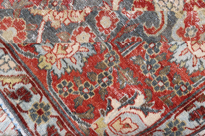 Antique Tabriz with All - Over Floral Sub - Geometric Design In Charcoal and Red. Antique Floral Tabriz, Keivan Woven Arts / rug EMB - 22102 - 15103, country of origin / type: Persian / Tabriz, circa Early - 20th Century. Measures: 8'0 x 11'6 This stunning... - Keivan Woven ArtsEMB - 22102 - 15103 - 20788Rug