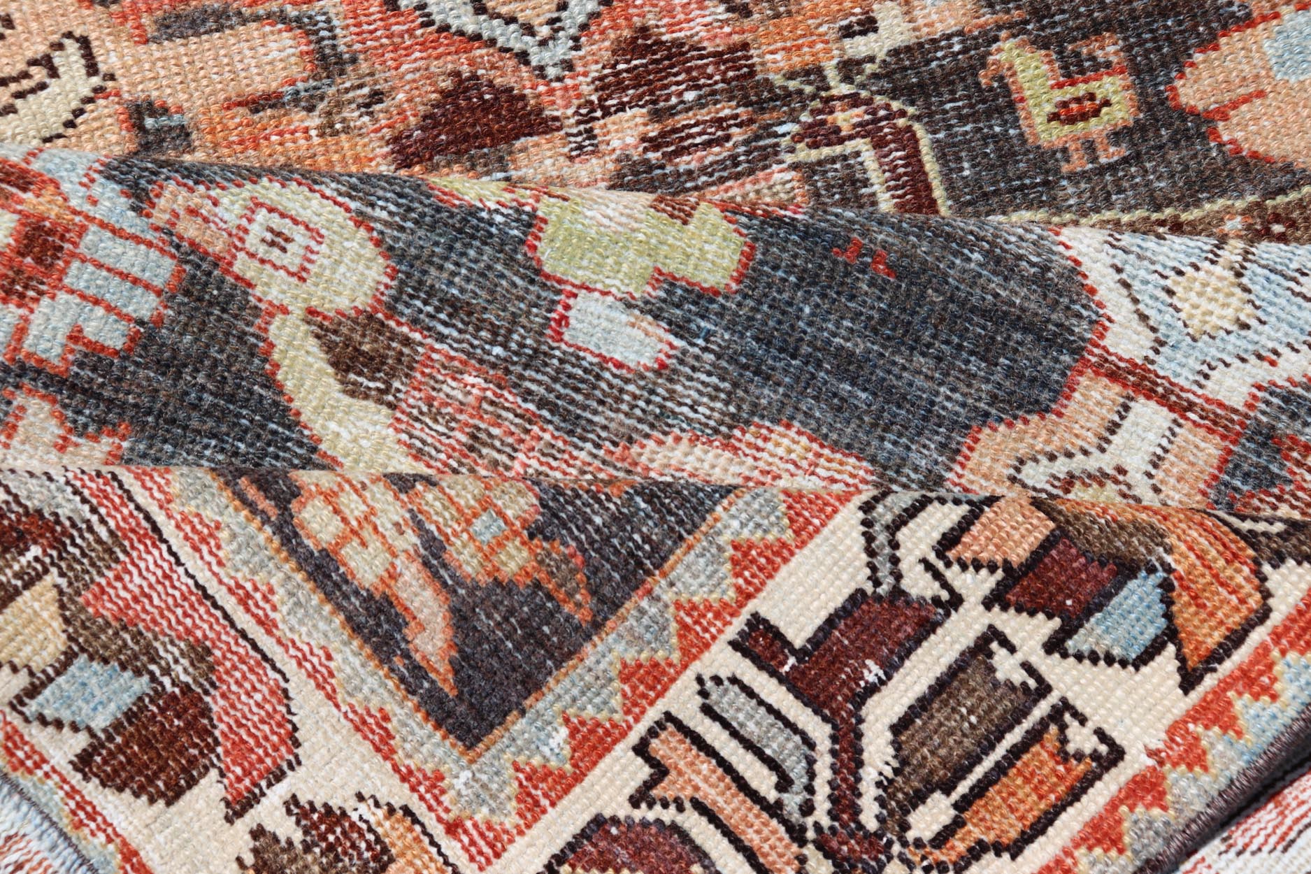 Antique Persian Hamedan Runner in All - Over Floral Design in Brown, Orange, Ivory. Keivan Woven Arts / rug EMB - 22104 - 15102, country of origin / type: Iran / Hamadan, circa 1920 Measures: 3'2 x 9'9 This antique Persian hamadan runner, from western... - Keivan Woven ArtsEMB - 22104 - 15102 - 20782Rug