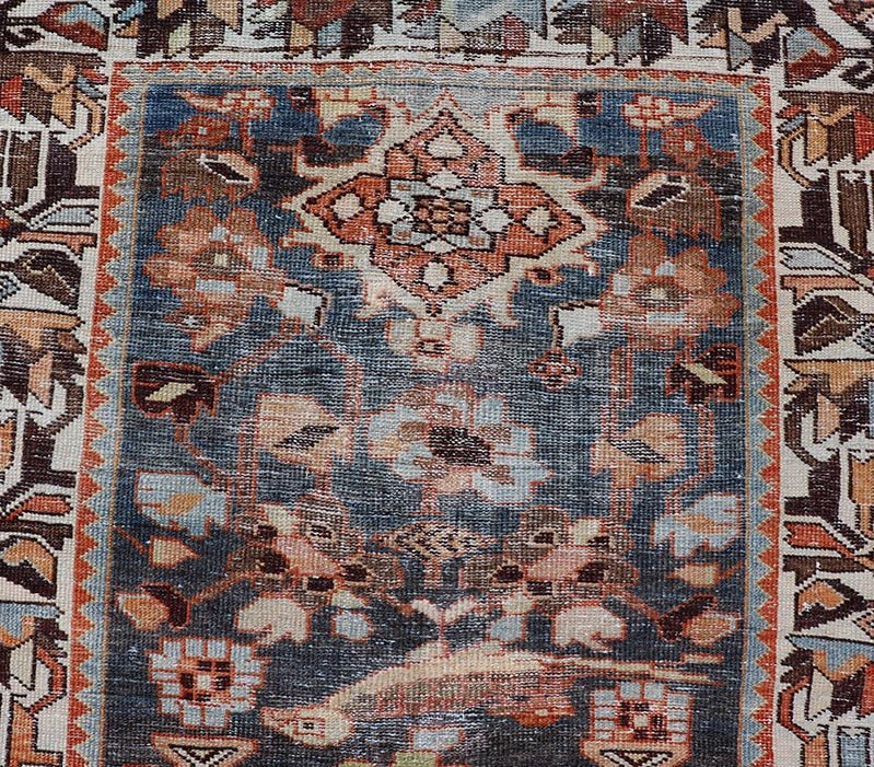 Antique Persian Hamedan Runner in All - Over Floral Design in Brown, Orange, Ivory. Keivan Woven Arts / rug EMB - 22104 - 15102, country of origin / type: Iran / Hamadan, circa 1920 Measures: 3'2 x 9'9 This antique Persian hamadan runner, from western... - Keivan Woven ArtsEMB - 22104 - 15102 - 20782Rug