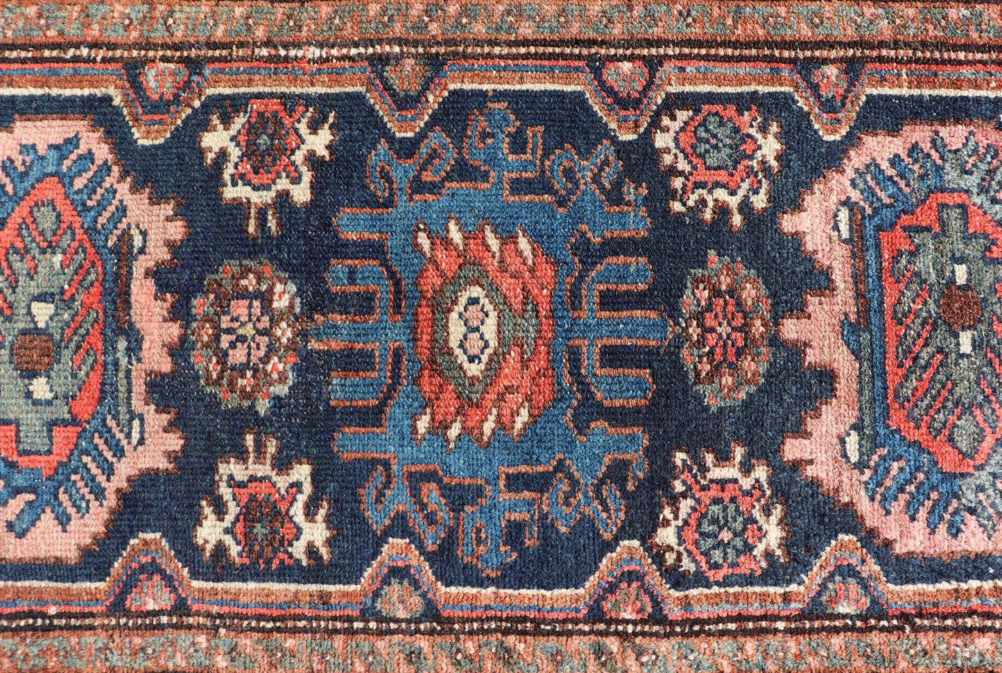 Measures: 2'6 x 3'6 Antique Persian Hamadan Rug with Medallion Design in Multicolor. Keivan Woven Arts / rug EMB - 22107 - 15051, country of origin / type: Iran / Hamadan, circa 1930. This Antique Hamadan rug hailing from Persia features a large... - Keivan Woven ArtsEMB - 22107 - 15051 - 20541Rug