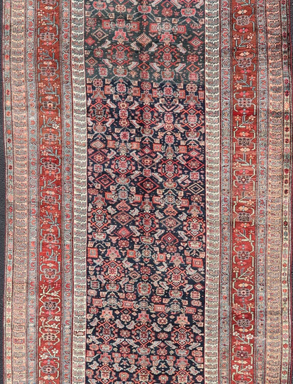 Measures: 6'2 x 16'4 Antique Persian Bidjar Long Gallery Rug with All - Over Sub - Geometric Design. Keivan Woven Arts; rug EMB - 22111 - 15107; country of origin / type: Persian / Bidjar, circa 1910. This antique Persian Bidjar long gallery sized ru... - Keivan Woven ArtsEMB - 22111 - 15107 - 20812Rug