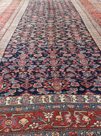 Measures: 6'2 x 16'4 Antique Persian Bidjar Long Gallery Rug with All - Over Sub - Geometric Design. Keivan Woven Arts; rug EMB - 22111 - 15107; country of origin / type: Persian / Bidjar, circa 1910. This antique Persian Bidjar long gallery sized ru... - Keivan Woven ArtsEMB - 22111 - 15107 - 20812Rug