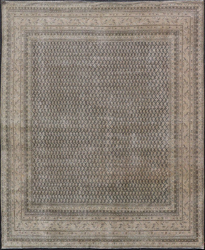 Antique Persian Tabriz Rug with All - Over small paisley Design in Brown, Charcoal, Tan & Taupe. Keivan Woven Arts / rug EMB - 22114 - 15001, country of origin / type: Persian / Tabriz, circa Early - 20th Century. Measures: 7'7 x 9'11 This Tabriz rug fea... - Keivan Woven ArtsEMB - 22114 - 15001 - 20277Rug