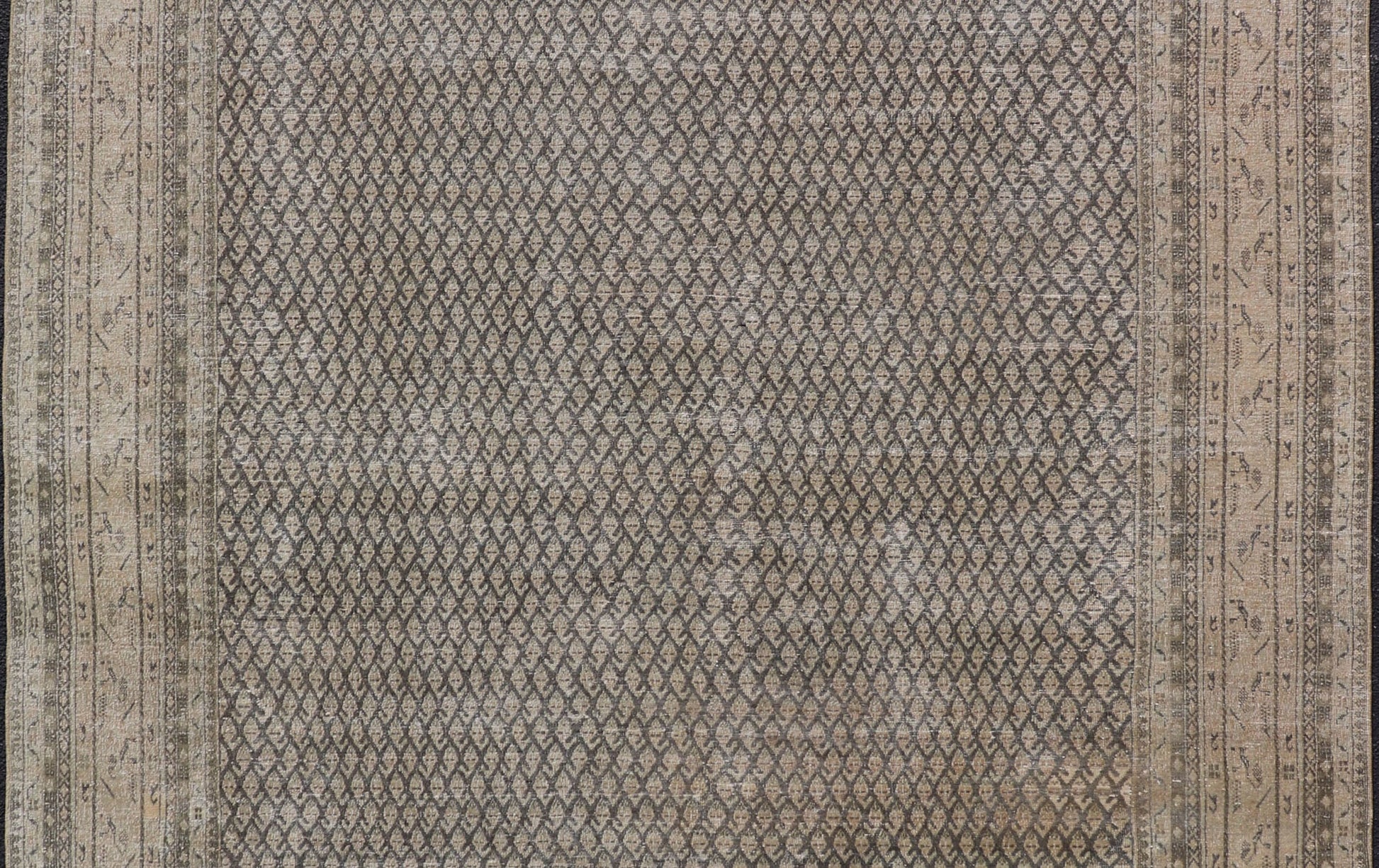 Antique Persian Tabriz Rug with All - Over small paisley Design in Brown, Charcoal, Tan & Taupe. Keivan Woven Arts / rug EMB - 22114 - 15001, country of origin / type: Persian / Tabriz, circa Early - 20th Century. Measures: 7'7 x 9'11 This Tabriz rug fea... - Keivan Woven ArtsEMB - 22114 - 15001 - 20277Rug