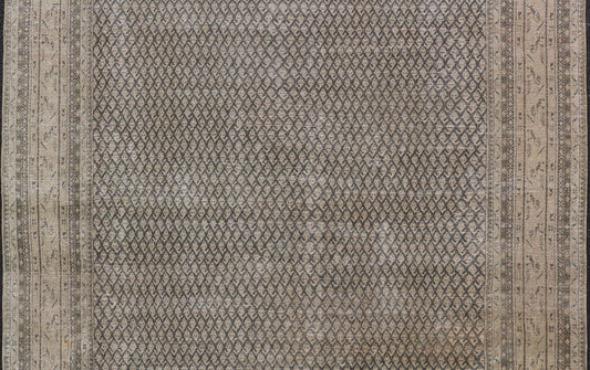 Antique Persian Tabriz Rug with All - Over small paisley Design in Brown, Charcoal, Tan & Taupe. Keivan Woven Arts / rug EMB - 22114 - 15001, country of origin / type: Persian / Tabriz, circa Early - 20th Century. Measures: 7'7 x 9'11 This Tabriz rug fea... - Keivan Woven ArtsEMB - 22114 - 15001 - 20277Rug