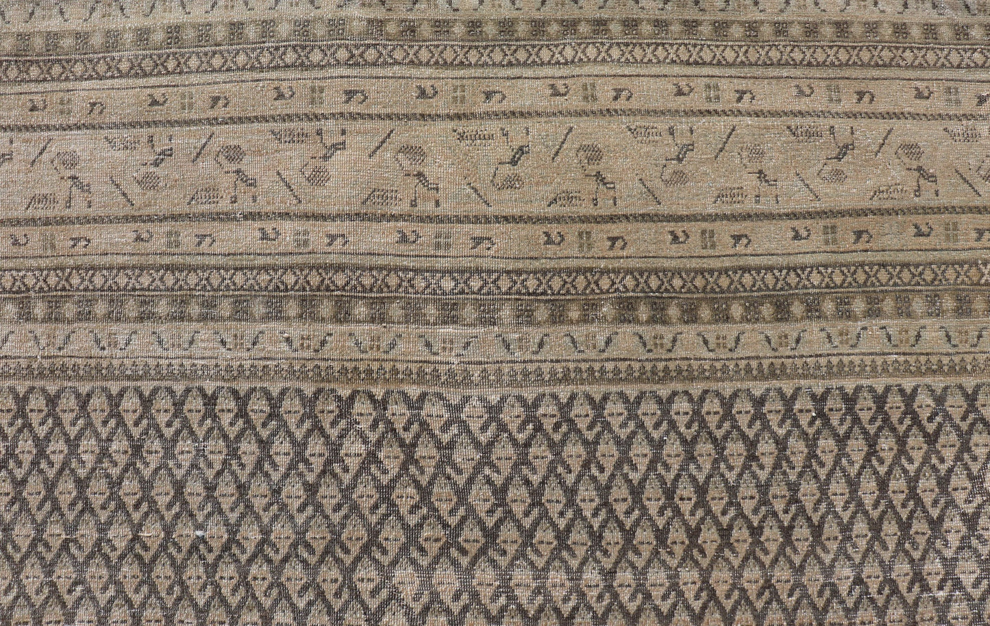 Antique Persian Tabriz Rug with All - Over small paisley Design in Brown, Charcoal, Tan & Taupe. Keivan Woven Arts / rug EMB - 22114 - 15001, country of origin / type: Persian / Tabriz, circa Early - 20th Century. Measures: 7'7 x 9'11 This Tabriz rug fea... - Keivan Woven ArtsEMB - 22114 - 15001 - 20277Rug