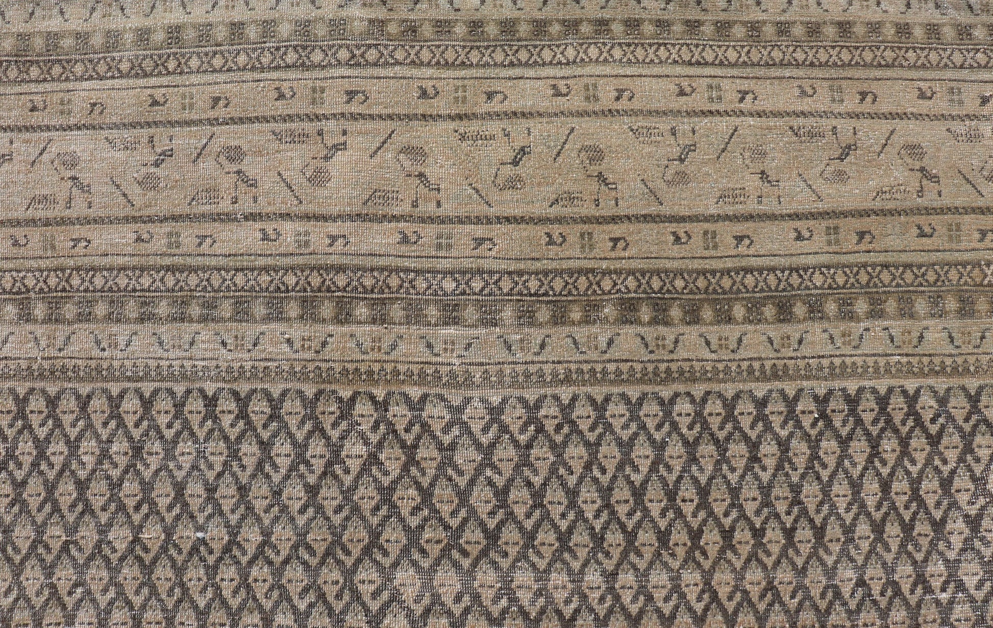 Antique Persian Tabriz Rug with All - Over small paisley Design in Brown, Charcoal, Tan & Taupe. Keivan Woven Arts / rug EMB - 22114 - 15001, country of origin / type: Persian / Tabriz, circa Early - 20th Century. Measures: 7'7 x 9'11 This Tabriz rug fea... - Keivan Woven ArtsEMB - 22114 - 15001 - 20277Rug