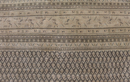Antique Persian Tabriz Rug with All - Over small paisley Design in Brown, Charcoal, Tan & Taupe. Keivan Woven Arts / rug EMB - 22114 - 15001, country of origin / type: Persian / Tabriz, circa Early - 20th Century. Measures: 7'7 x 9'11 This Tabriz rug fea... - Keivan Woven ArtsEMB - 22114 - 15001 - 20277Rug