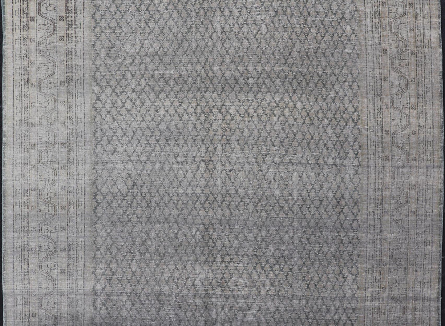 Measures: 8'0 x 11'2 Distressed Persian Antique Tabriz Carpet with Muted Floral Design in Light Gray Keivan Woven Arts/ rug EMB - 22115 - 15112, country of origin / type: Iran/ Tabriz, circa 1920. This muted antique distressed Persian Tabriz carpet ... - Keivan Woven ArtsEMB - 22115 - 15112 - 20830Rug