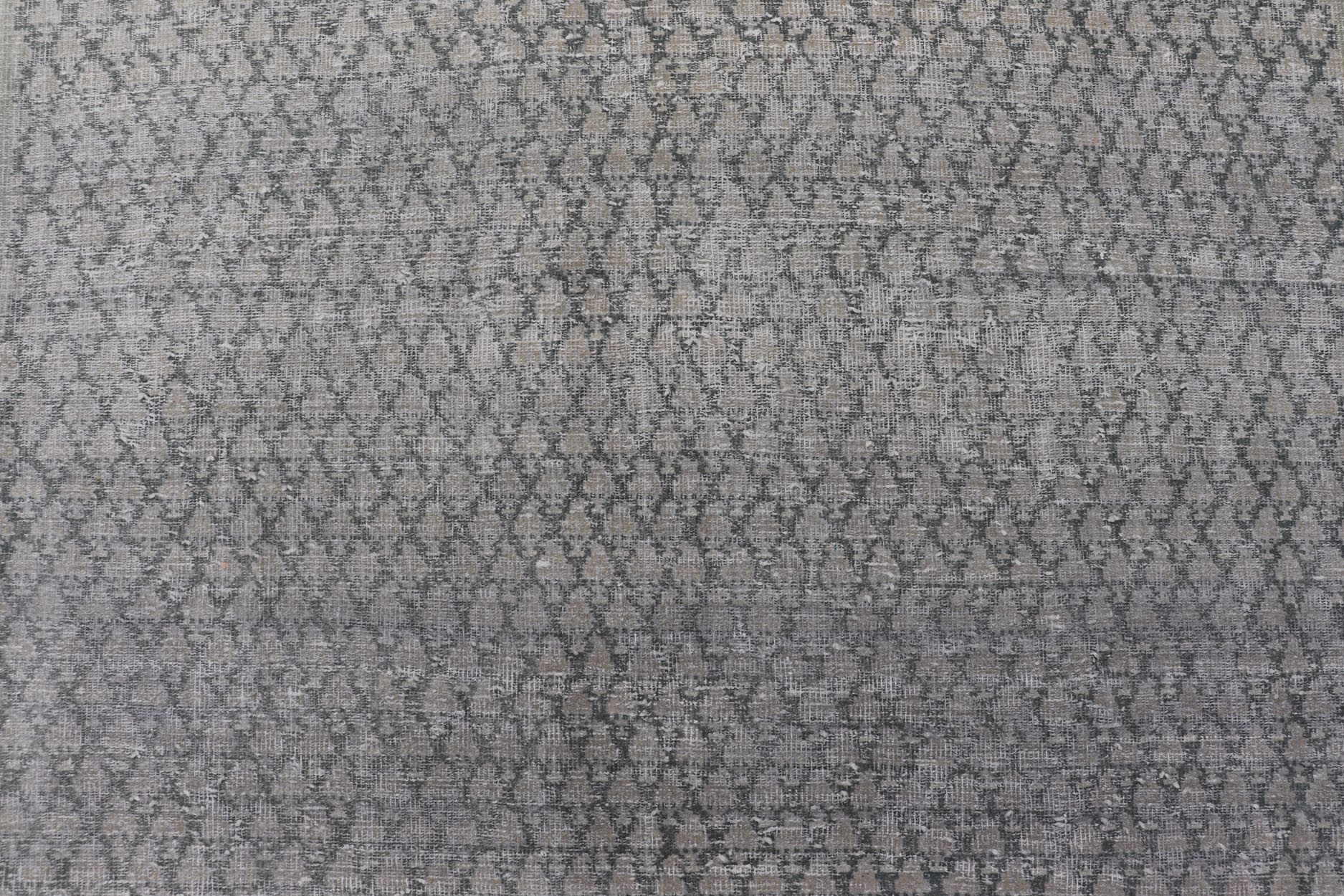 Measures: 8'0 x 11'2 Distressed Persian Antique Tabriz Carpet with Muted Floral Design in Light Gray Keivan Woven Arts/ rug EMB - 22115 - 15112, country of origin / type: Iran/ Tabriz, circa 1920. This muted antique distressed Persian Tabriz carpet ... - Keivan Woven ArtsEMB - 22115 - 15112 - 20830Rug