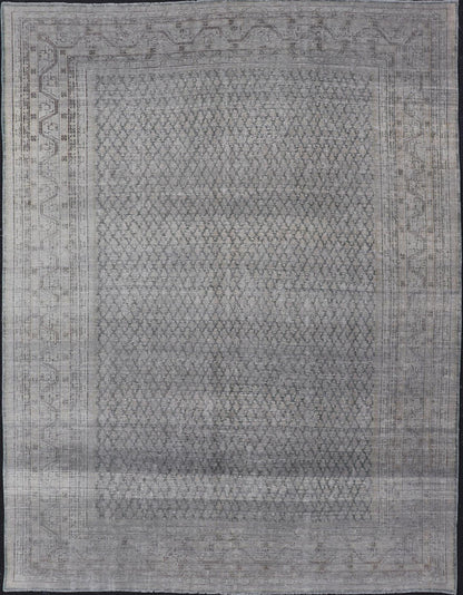 Measures: 8'0 x 11'2 Distressed Persian Antique Tabriz Carpet with Muted Floral Design in Light Gray Keivan Woven Arts/ rug EMB - 22115 - 15112, country of origin / type: Iran/ Tabriz, circa 1920. This muted antique distressed Persian Tabriz carpet ... - Keivan Woven ArtsEMB - 22115 - 15112 - 20830