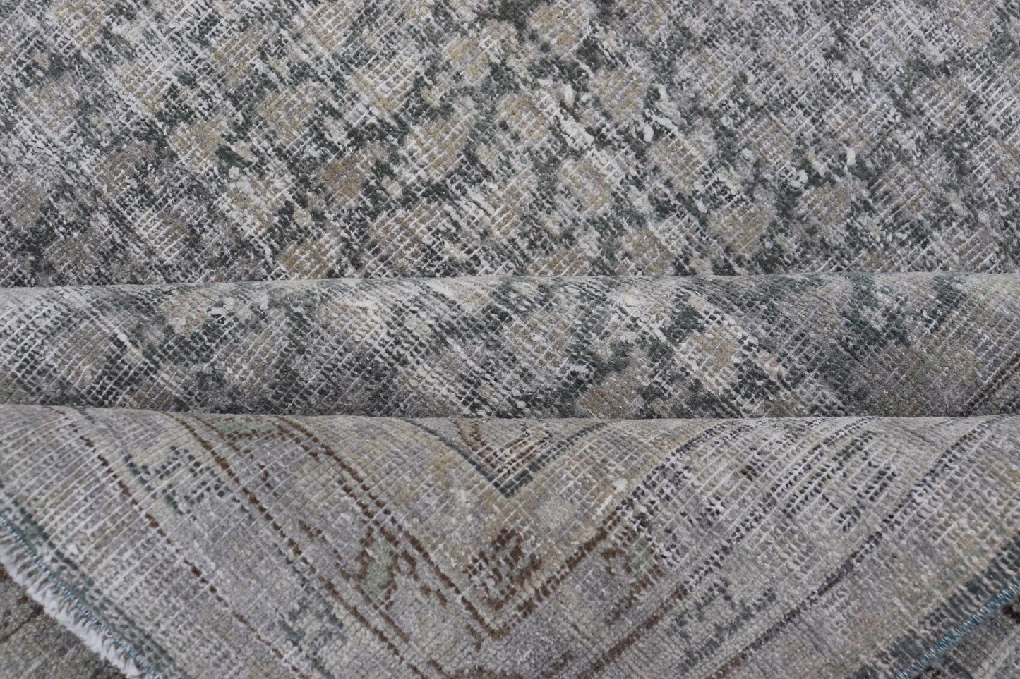 Measures: 8'0 x 11'2 Distressed Persian Antique Tabriz Carpet with Muted Floral Design in Light Gray Keivan Woven Arts/ rug EMB - 22115 - 15112, country of origin / type: Iran/ Tabriz, circa 1920. This muted antique distressed Persian Tabriz carpet ... - Keivan Woven ArtsEMB - 22115 - 15112 - 20830Rug
