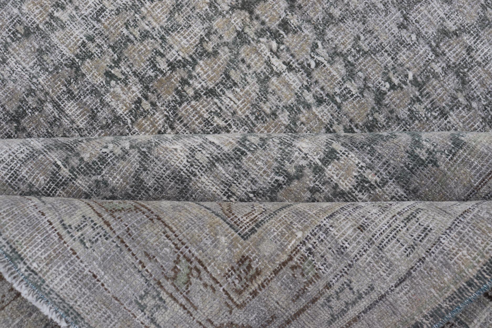 Measures: 8'0 x 11'2 Distressed Persian Antique Tabriz Carpet with Muted Floral Design in Light Gray Keivan Woven Arts/ rug EMB - 22115 - 15112, country of origin / type: Iran/ Tabriz, circa 1920. This muted antique distressed Persian Tabriz carpet ... - Keivan Woven ArtsEMB - 22115 - 15112 - 20830Rug