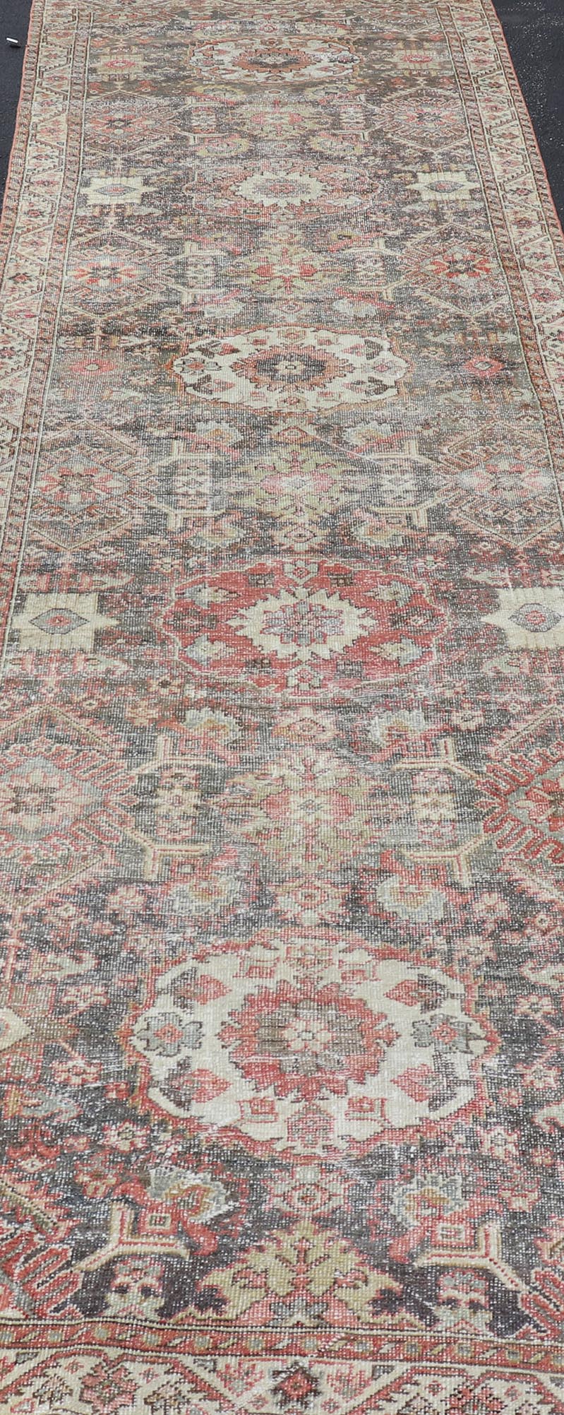 Antique Persian Sultanabad Gallery with Floral Design in Lt. Blue, Gray & Red. Keivan Woven Arts / rug EMB - 22120 - 15007, country of origin / type: Persian / Sultanabad, circa Early - 20th Century. Measures: 4'2 x 15'4 This stunning antique Sultanab... - Keivan Woven ArtsEMB - 22120 - 15007 - 20301Rug
