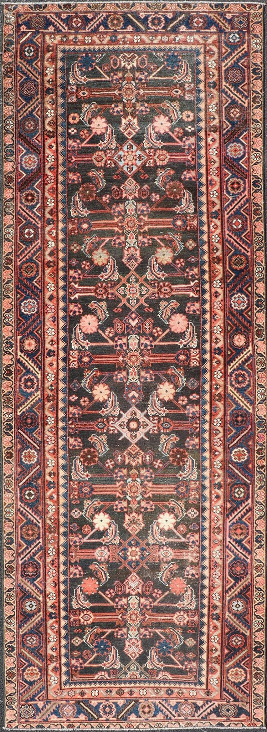 Antique Persian Hamadan Runner with All - Over Sub - Geometric Floral Design. Keivan Woven Arts / rug EMB - 22122 - 15013, country of origin / type: Persian / Hamadan, circa Early - 20th Century. Measures: 3'4 x 9'10 This 1920's Persian Hamadan runner fea... - Keivan Woven ArtsEMB - 22122 - 15013 - 20331Rug