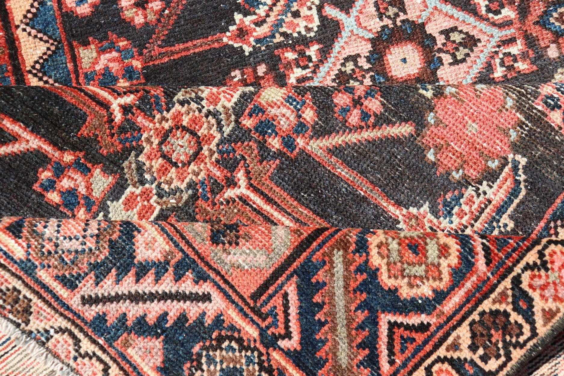 Antique Persian Hamadan Runner with All - Over Sub - Geometric Floral Design. Keivan Woven Arts / rug EMB - 22122 - 15013, country of origin / type: Persian / Hamadan, circa Early - 20th Century. Measures: 3'4 x 9'10 This 1920's Persian Hamadan runner fea... - Keivan Woven ArtsEMB - 22122 - 15013 - 20331Rug