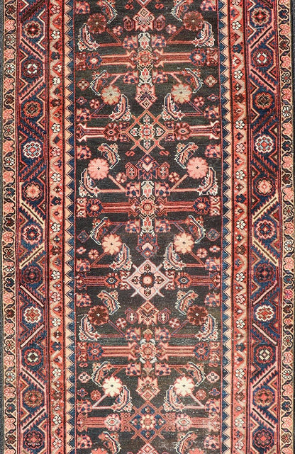 Antique Persian Hamadan Runner with All - Over Sub - Geometric Floral Design. Keivan Woven Arts / rug EMB - 22122 - 15013, country of origin / type: Persian / Hamadan, circa Early - 20th Century. Measures: 3'4 x 9'10 This 1920's Persian Hamadan runner fea... - Keivan Woven ArtsEMB - 22122 - 15013 - 20331Rug