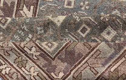 Antique N.W. Persian Runner with All - Over Design in Light Brown, L. Blue & Gray. Keivan Woven Arts; rug EMB - 22125 - 15015, country of origin / type: Iran / Hamadan, circa 1910. Measures: 3'4 x 12'7 This antique N.W. Persian runner has be... - Keivan Woven ArtsEMB - 22125 - 15015 - 20343Rug