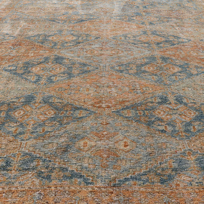 Measures: 5'2 x 6'6 Antique Persian Kurdish Rug with All - Over Geometric Medallion in Orange & Blue. Keivan Woven Arts / rug EMB - 22126 - 15014, country of origin / type: Iran / Kurdish circa 1920. This multicolored antique Persian Kurdish rug f... - Keivan Woven ArtsEMB - 22126 - 15014 - 20337Rug