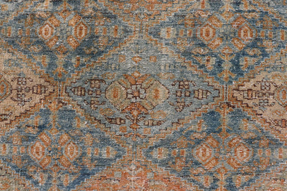 Measures: 5'2 x 6'6 Antique Persian Kurdish Rug with All - Over Geometric Medallion in Orange & Blue. Keivan Woven Arts / rug EMB - 22126 - 15014, country of origin / type: Iran / Kurdish circa 1920. This multicolored antique Persian Kurdish rug f... - Keivan Woven ArtsEMB - 22126 - 15014 - 20337Rug
