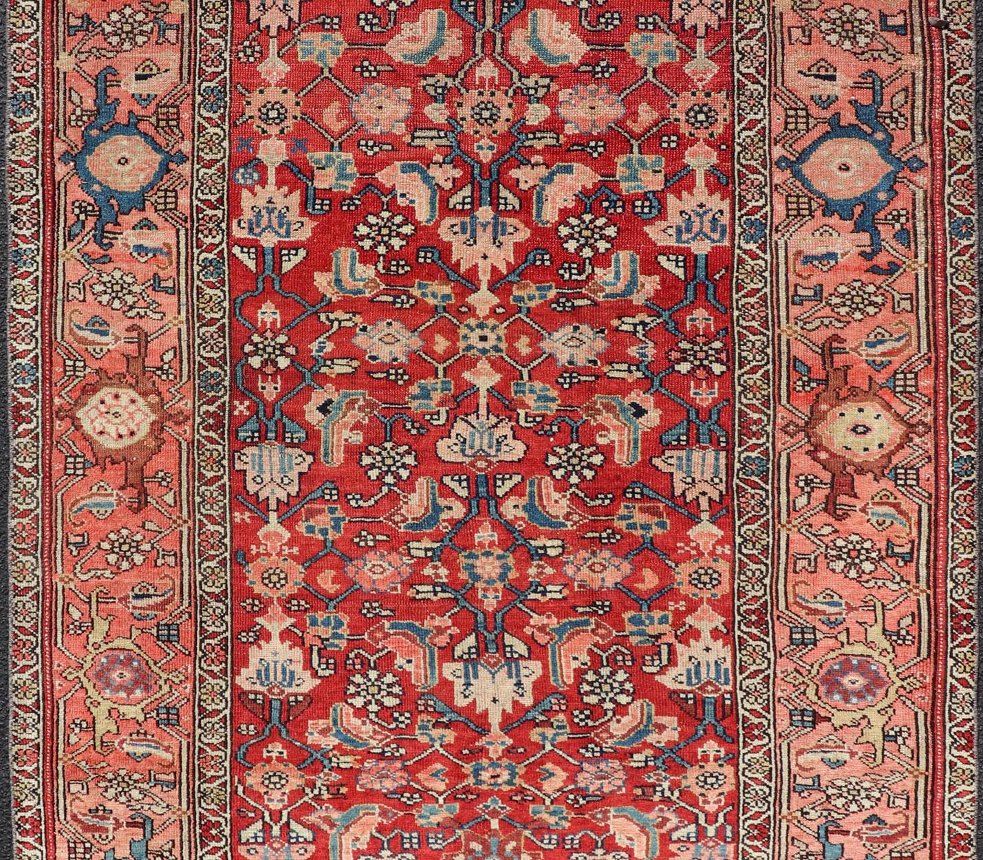 Persian Antique Malayer Rug with Colorful Geometric All - Over Design in Reds. Keivan Woven Arts / rug EMB - 22127 - 15023, country of origin / type: Iran / Malayer, circa 1920. Measures: 4'2 x 6'2 This antique Persian Malayer rug (circa early 20th ce... - Keivan Woven ArtsEMB - 22127 - 15023 - 20379Rug