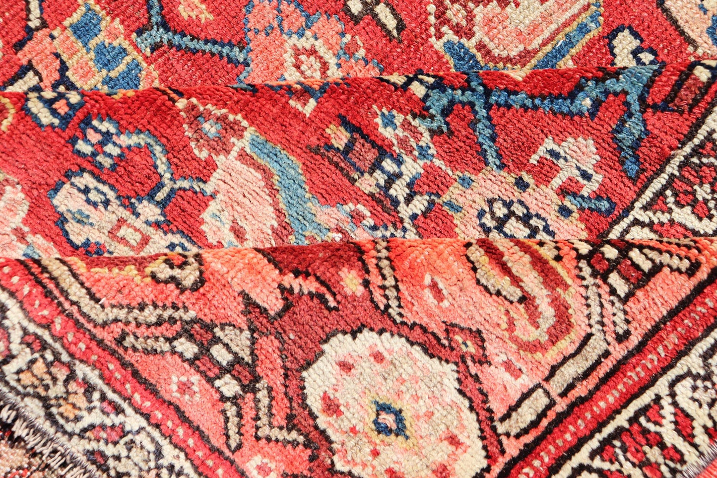 Persian Antique Malayer Rug with Colorful Geometric All - Over Design in Reds. Keivan Woven Arts / rug EMB - 22127 - 15023, country of origin / type: Iran / Malayer, circa 1920. Measures: 4'2 x 6'2 This antique Persian Malayer rug (circa early 20th ce... - Keivan Woven ArtsEMB - 22127 - 15023 - 20379Rug