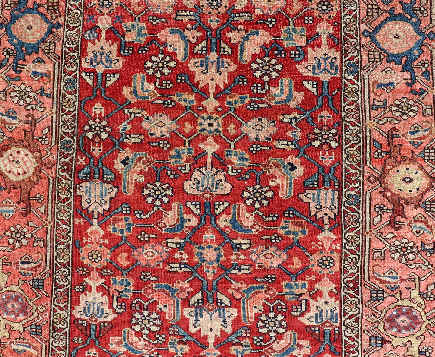 Persian Antique Malayer Rug with Colorful Geometric All - Over Design in Reds. Keivan Woven Arts / rug EMB - 22127 - 15023, country of origin / type: Iran / Malayer, circa 1920. Measures: 4'2 x 6'2 This antique Persian Malayer rug (circa early 20th ce... - Keivan Woven ArtsEMB - 22127 - 15023 - 20379Rug