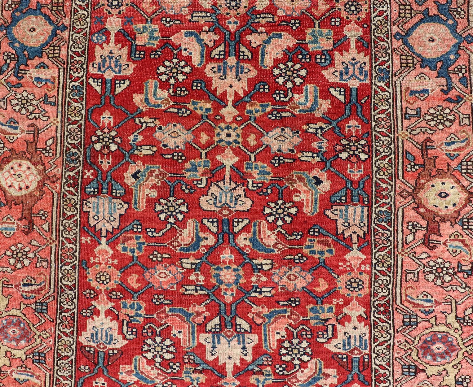 Persian Antique Malayer Rug with Colorful Geometric All - Over Design in Reds. Keivan Woven Arts / rug EMB - 22127 - 15023, country of origin / type: Iran / Malayer, circa 1920. Measures: 4'2 x 6'2 This antique Persian Malayer rug (circa early 20th ce... - Keivan Woven ArtsEMB - 22127 - 15023 - 20379Rug