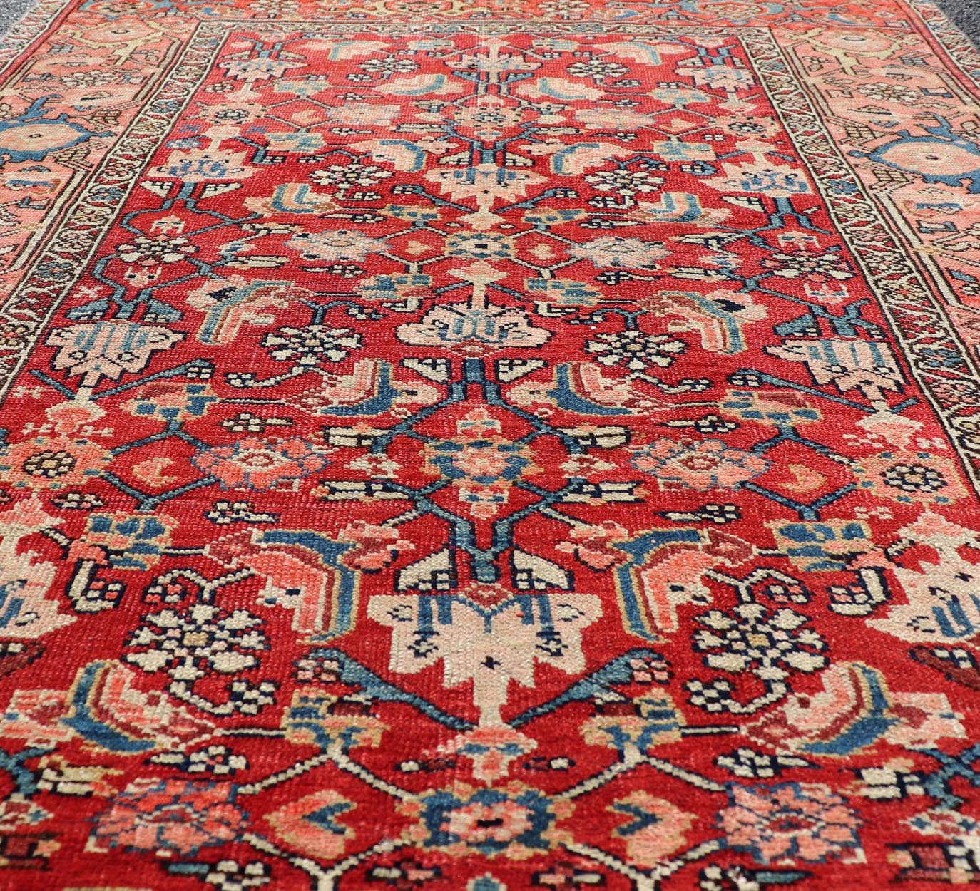 Persian Antique Malayer Rug with Colorful Geometric All - Over Design in Reds. Keivan Woven Arts / rug EMB - 22127 - 15023, country of origin / type: Iran / Malayer, circa 1920. Measures: 4'2 x 6'2 This antique Persian Malayer rug (circa early 20th ce... - Keivan Woven ArtsEMB - 22127 - 15023 - 20379Rug