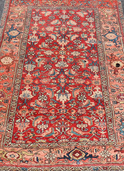 Persian Antique Malayer Rug with Colorful Geometric All - Over Design in Reds. Keivan Woven Arts / rug EMB - 22127 - 15023, country of origin / type: Iran / Malayer, circa 1920. Measures: 4'2 x 6'2 This antique Persian Malayer rug (circa early 20th ce... - Keivan Woven ArtsEMB - 22127 - 15023 - 20379Rug