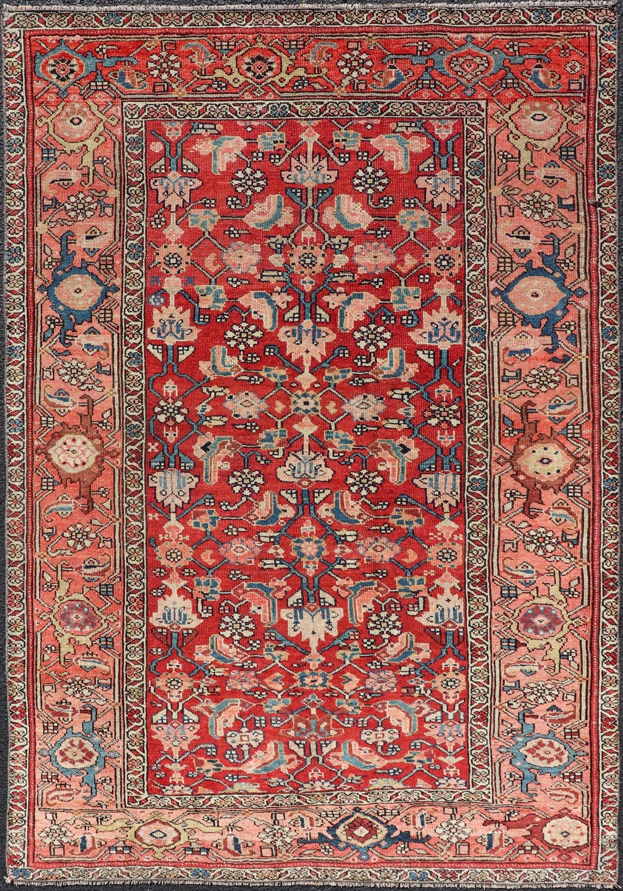 Persian Antique Malayer Rug with Colorful Geometric All - Over Design in Reds. Keivan Woven Arts / rug EMB - 22127 - 15023, country of origin / type: Iran / Malayer, circa 1920. Measures: 4'2 x 6'2 This antique Persian Malayer rug (circa early 20th ce... - Keivan Woven ArtsEMB - 22127 - 15023 - 20379Rug
