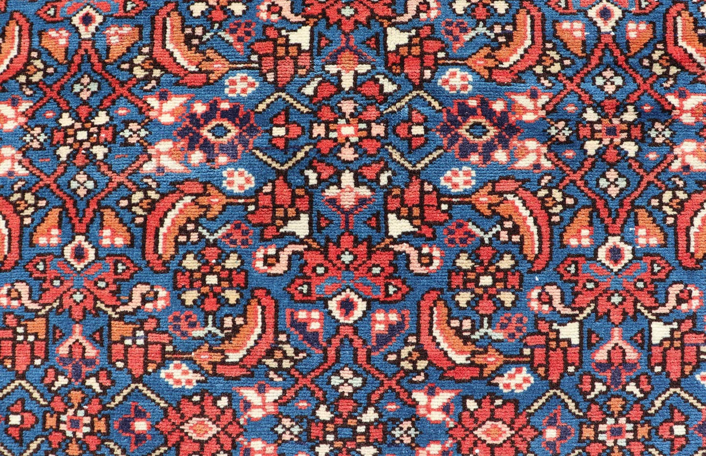 Antique Persian Malayer Rug with a Blue Field and Stylized Tribal Design. Keivan Woven Arts / rug / EMB - 22133 - 15014, country of origin / type: Iran / Malayer, circa 1920. Measures: 2'9 x 4'2 This antique Persian Malayer rug (circa early... - Keivan Woven ArtsEMB - 22133 - 15041 - 20481Rug