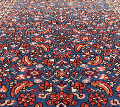 Antique Persian Malayer Rug with a Blue Field and Stylized Tribal Design. Keivan Woven Arts / rug / EMB - 22133 - 15014, country of origin / type: Iran / Malayer, circa 1920. Measures: 2'9 x 4'2 This antique Persian Malayer rug (circa early... - Keivan Woven ArtsEMB - 22133 - 15041 - 20481Rug