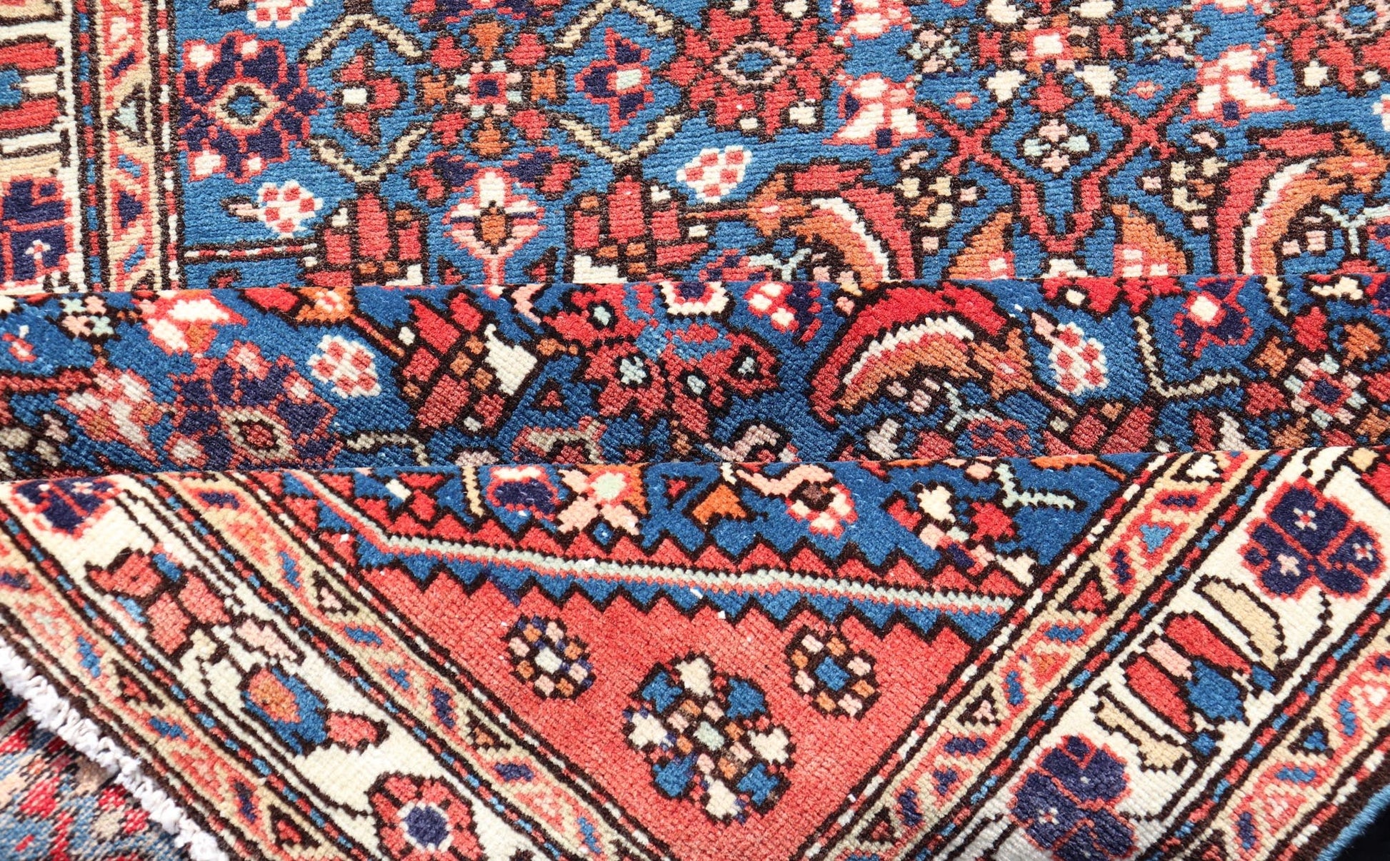 Antique Persian Malayer Rug with a Blue Field and Stylized Tribal Design. Keivan Woven Arts / rug / EMB - 22133 - 15014, country of origin / type: Iran / Malayer, circa 1920. Measures: 2'9 x 4'2 This antique Persian Malayer rug (circa early... - Keivan Woven ArtsEMB - 22133 - 15041 - 20481Rug