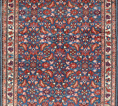 Antique Persian Malayer Rug with a Blue Field and Stylized Tribal Design. Keivan Woven Arts / rug / EMB - 22133 - 15014, country of origin / type: Iran / Malayer, circa 1920. Measures: 2'9 x 4'2 This antique Persian Malayer rug (circa early... - Keivan Woven ArtsEMB - 22133 - 15041 - 20481Rug