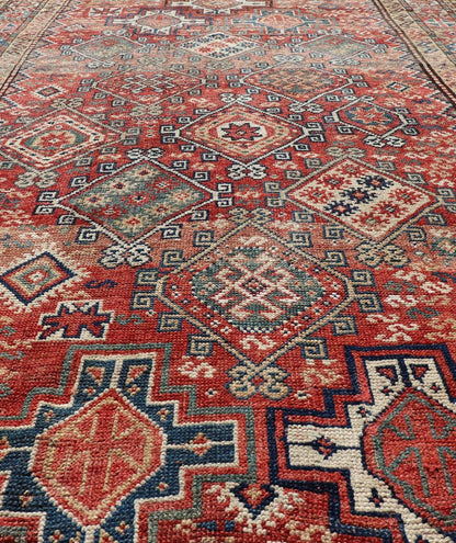 Antique Caucasian Kazak Rug with Geometric Design & Tribal Motifs Charming Antique Caucasian Kazak Rug with All - Over Geometric Motif Medallions. Keivan Woven Arts / rug /EMB - 22138 - 15048, country of origin / type: Caucasus / Kazak, circa 1890 ... - Keivan Woven ArtsEMB - 22138 - 15048 - 20523