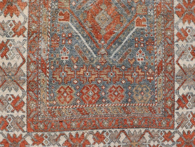 Measures: 2'10 x 13'8 Fine Antique Persian Malayer Runner in Soft Tones of Blue and Orange. Keivan Woven Arts / rug EMB - 22139 - 15022, Keivan Woven Arts / country of origin / type: Iran / Malayer, circa 1920. This long runner Persian Malayer c... - Keivan Woven ArtsEMB - 22139 - 15022 - 20373Rug