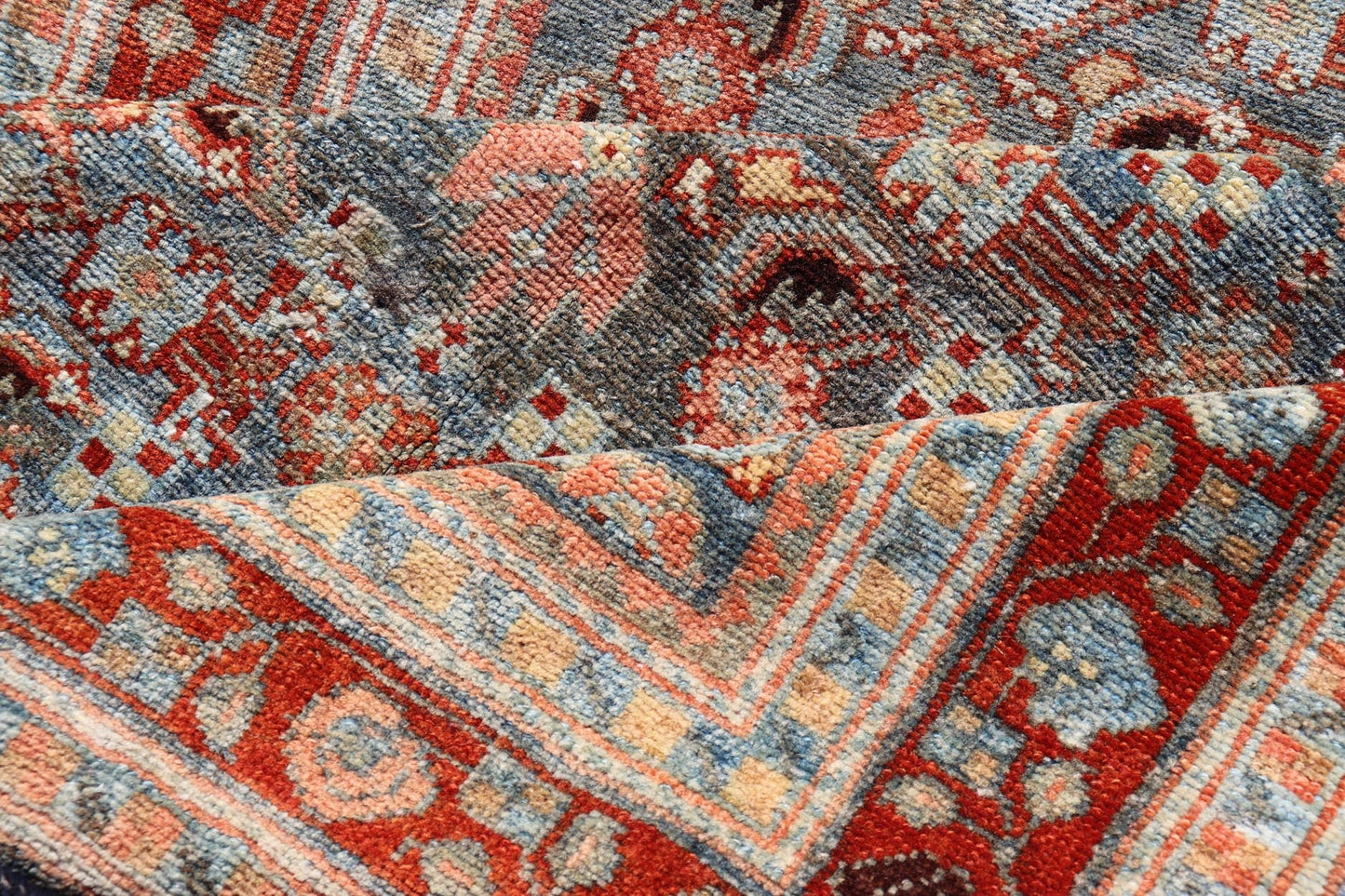 Measures: 3'1 x 15'8 Antique Senneh Persian Long Runner in Wool with All - Over Design in Earthy Tones. Keivan Woven Arts; rug EMB - 22140 - 15046, country of origin / type: Iran / Senneh, circa 1910. This antique Persian long runner Senneh rug has be... - Keivan Woven ArtsEMB - 22140 - 15046 - 20511