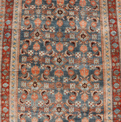 Measures: 3'1 x 15'8 Antique Senneh Persian Long Runner in Wool with All - Over Design in Earthy Tones. Keivan Woven Arts; rug EMB - 22140 - 15046, country of origin / type: Iran / Senneh, circa 1910. This antique Persian long runner Senneh rug has be... - Keivan Woven ArtsEMB - 22140 - 15046 - 20511