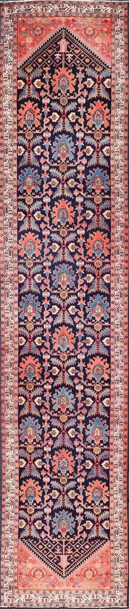 Long Antique Persian Hamadan Runner with All - Over Sub - Geometric Design. Keivan Woven Arts / rug EMB - 22145 - 15076, country of origin / type: Persian / Hamadan, circa Early - 20th Century. Measures: 3'5 x 16'4 This 1920's Persian Hamadan... - Keivan Woven ArtsEMB - 22145 - 15076 - 20673