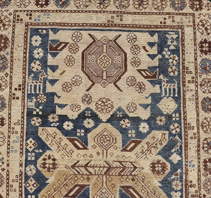 Persian Kurdish Antique Runner with Tribal Medallion Design On Navy Blue Field Keivan Woven Arts / rug EMB - 22146 - 15077, country of origin / type: Iran / Kurdish, circa 1900. Measures: 2'11 x 8'6 Antique Kurdish runner with tribal geometric m... - Keivan Woven ArtsEMB - 22146 - 15077 - 20679